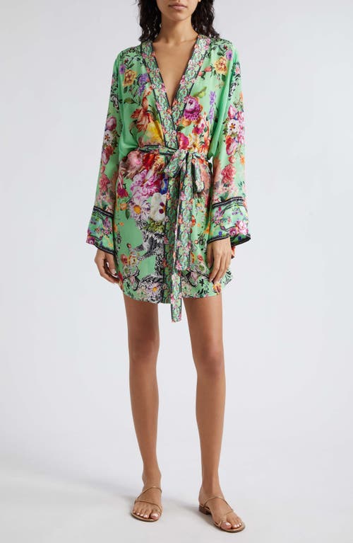 Floral Silk Cover-Up Wrap in Porcelain Dream
