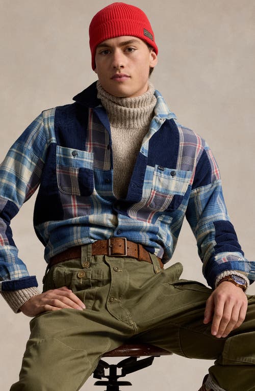 Shop Polo Ralph Lauren Plaid & Corduroy Patchwork Long Sleeve Camp Shirt In 6534 Patchwork