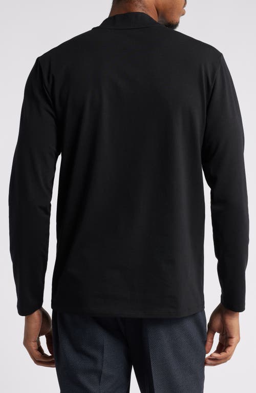 Shop Open Edit Long Sleeve Mock Neck Shirt In Black