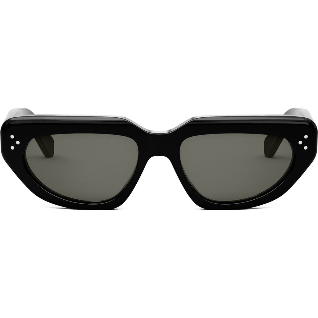 Celine Bold 3 Dots Geometric Sunglasses In Shiny Black/smoke