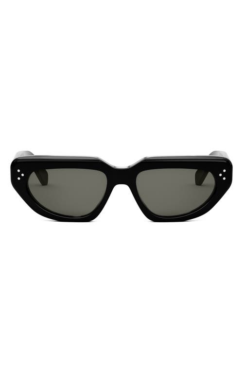 Shop Celine Bold 3 Dots Geometric Sunglasses In Shiny Black/smoke