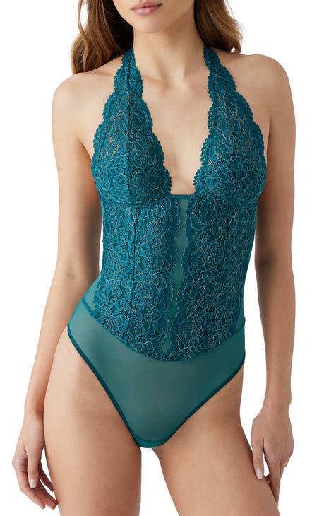 Next Level Sultry Emerald Green Sheer Lace Cutout Bodysuit