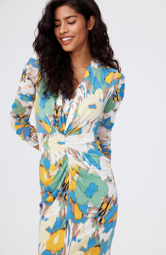 Shop Dvf Hades Abstract Floral Print Midi Dress In Day Dream Floral Blue