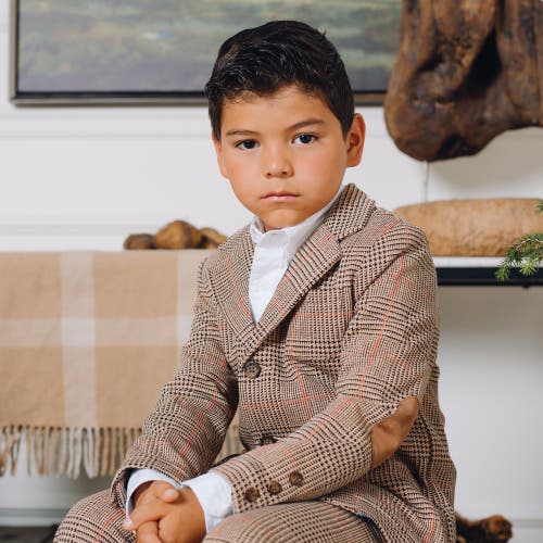 Hope & Henry Boys' Fleece Blazer, Toddler In Camel Glen Plaid