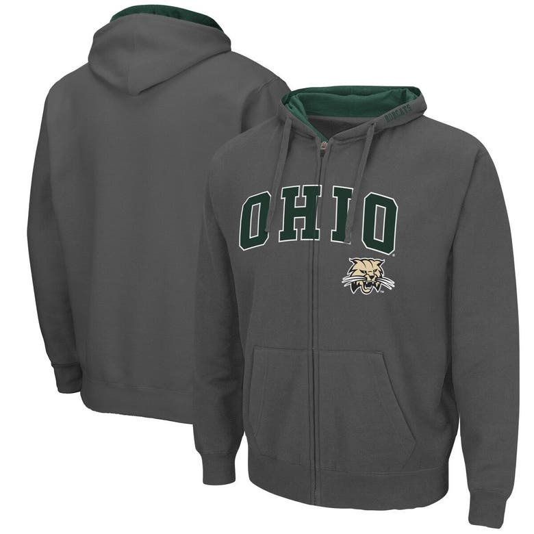 Colosseum Men's Charcoal Ohio Bobcats Arch And Logo Pullover Hoodie In Charcoal