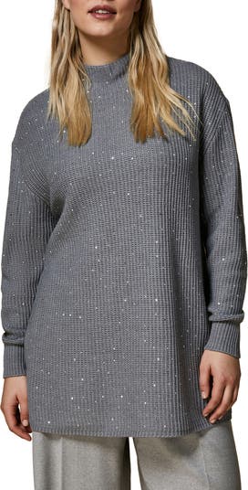 Wool-Blend Chunky Tunic Sweater