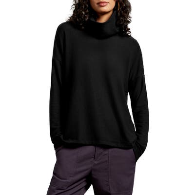 Michael Stars Lacy Madison Brushed Jersey Button Detail Long Sleeve Top, Black