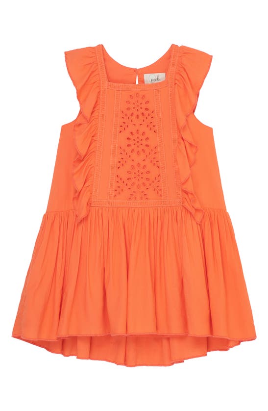 Peek Aren't You Curious Kids' Eyelet Embroidered Dress In Coral