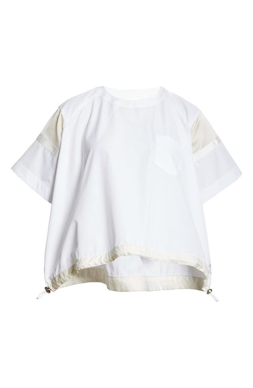 Sacai X Thomas Mason Paneled Mixed Media Top In Off White