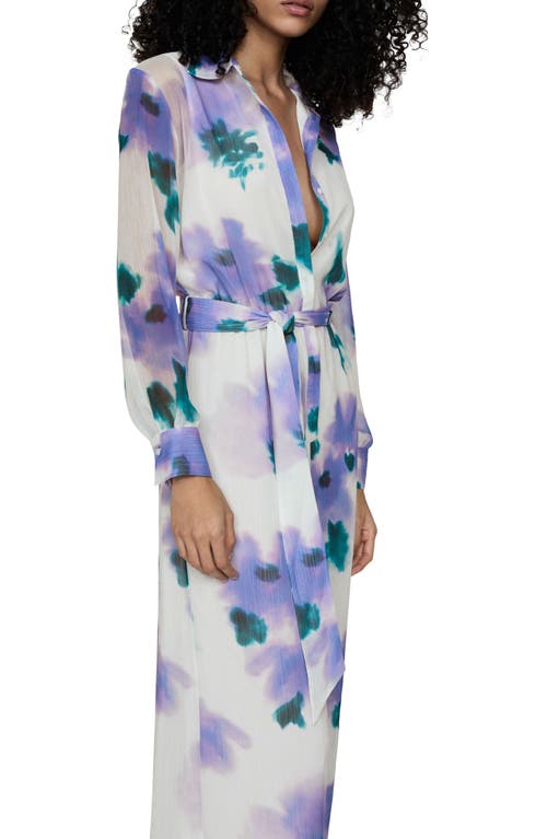 Shop Mango Floral Long Sleeve Jumpsuit In Purple