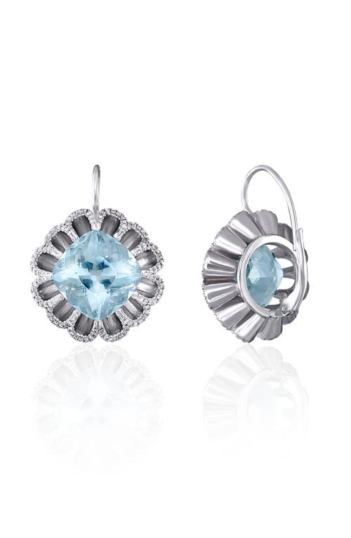 Shop Mindi Mond Floating Aquamarine & Diamond Drop Earrings In White/diamond/aquamarine