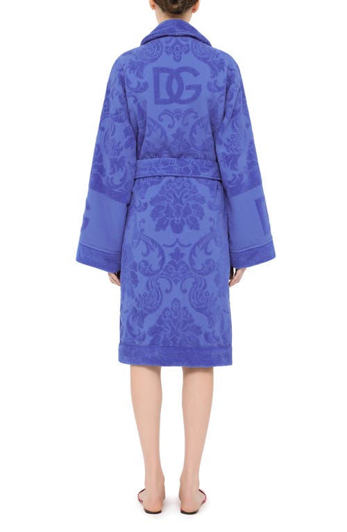 Dolce & Gabbana Dolce&gabbana Logo Jacquard Cotton Terry Robe In Blue