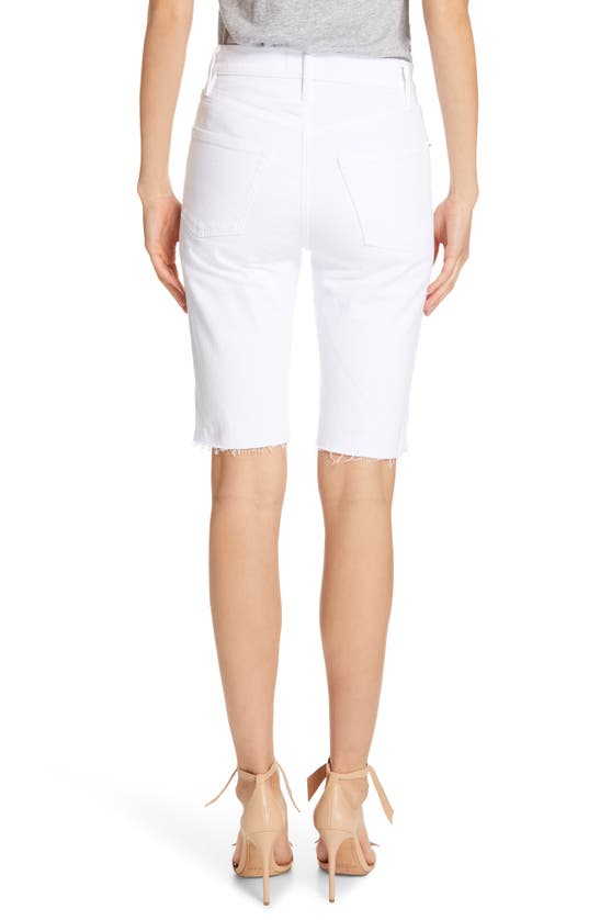 Shop Frame Le Vintage High Waist Raw Edge Bermuda Shorts In Blanc