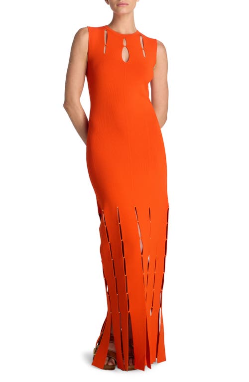 St. John Evening Slit Detail Sleeveless Knit Gown in Persimmon at Nordstrom, Size Small