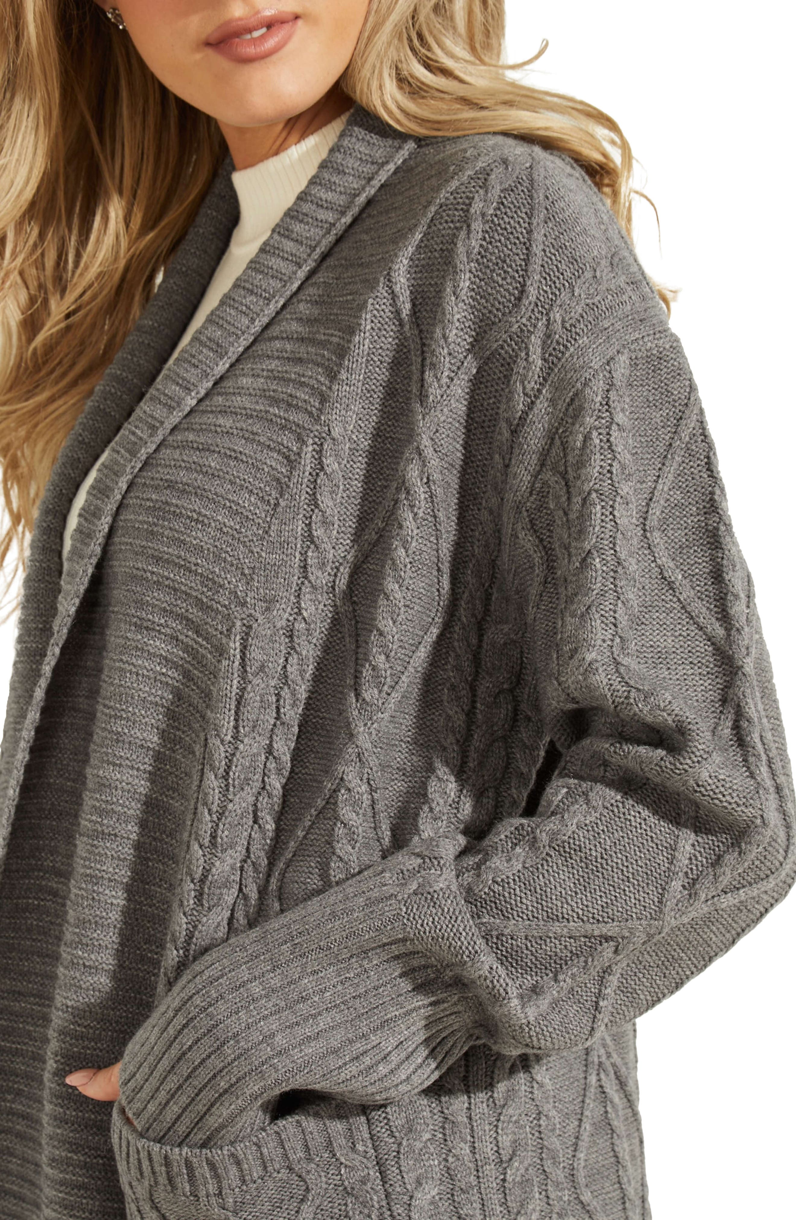 dark grey cable knit cardigan