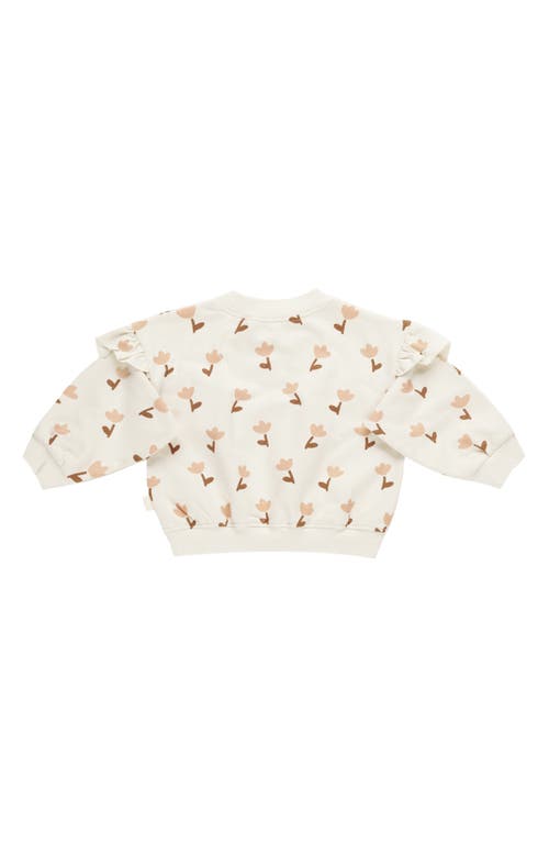 Shop Quincy Mae Tulip Print Cotton Fleece Sweatshirt In Ivory