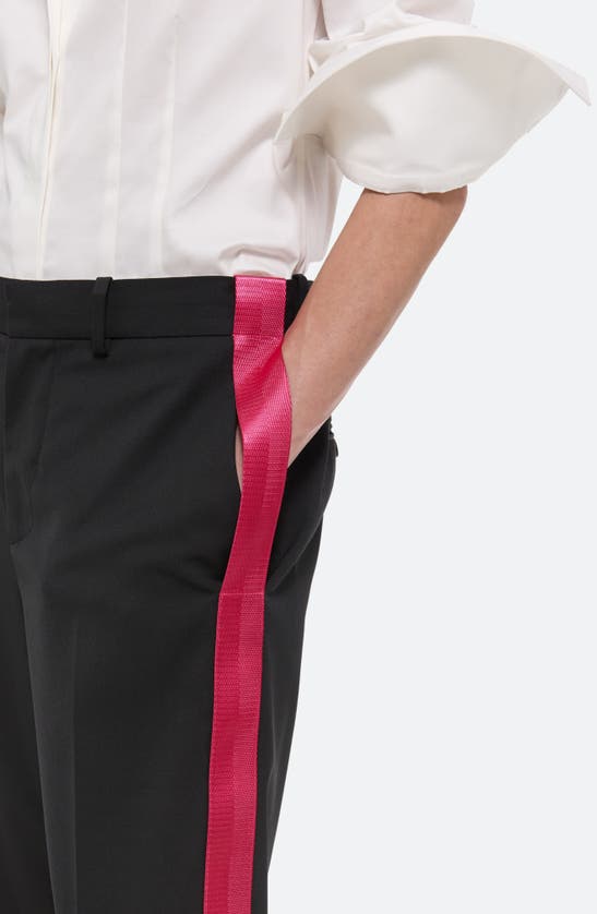Shop Helmut Lang Seat Belt Stripe Virgin Wool Pants In Black/ Fuschia