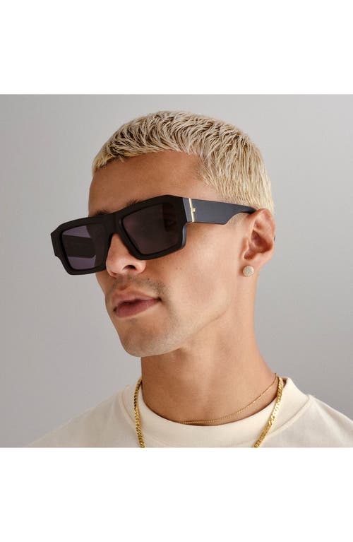 Le Specs Polygraph 55mm Rectangular Sunglasses In Matte Black