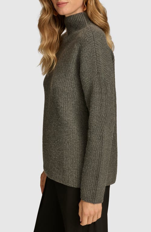 Shop Donna Karan New York Merino Wool & Recycled Cashmere Mock Neck Sweater In Heather Ir