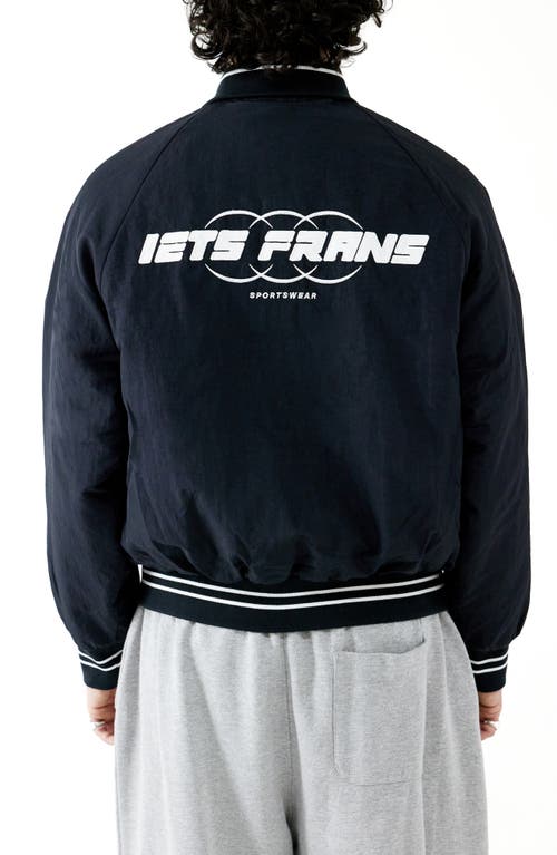 Shop Iets Frans Padded Washed Varsity Jacket In Black