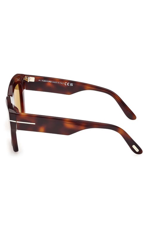 Shop Tom Ford Luna 52mm Butterfly Sunglasses In Shiny Classic Havana/brown