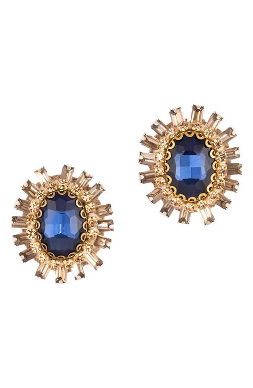 Deepa Gurnani Lilou Crystal Stud Earrings in Sapphire