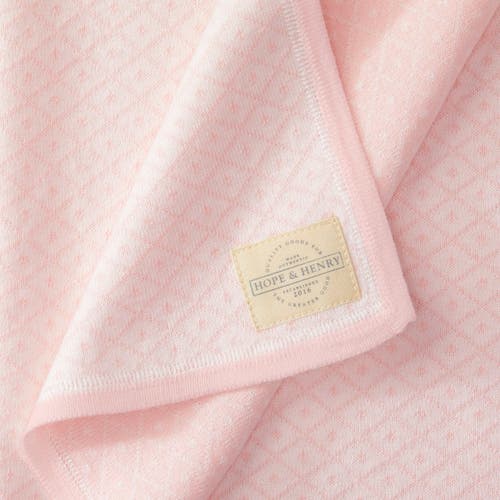 Hope & Henry Baby Jacquard Sweater Blanket In Rose With Rose Binding
