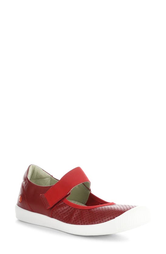 Softinos By Fly London Iglu Mary Jane Flat In Red Smooth Leather