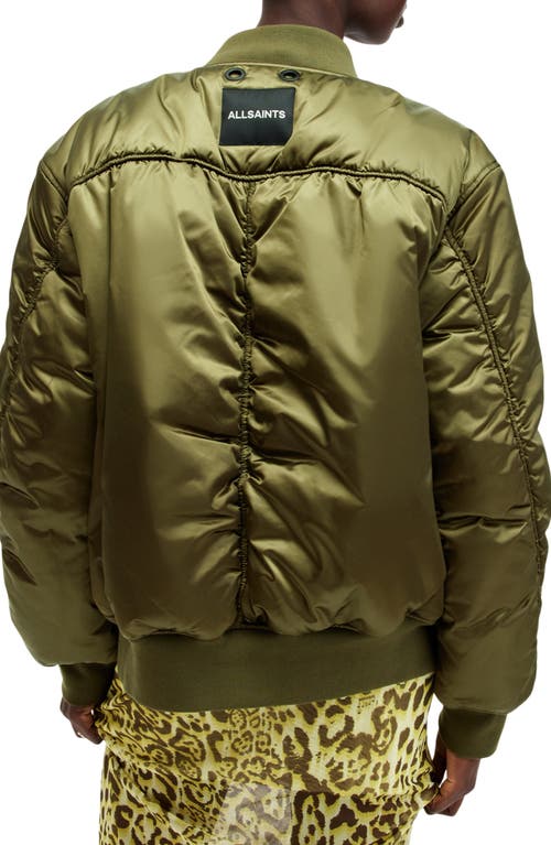 Shop Allsaints Roomer Puffer Bomber Jacket In Khaki Green