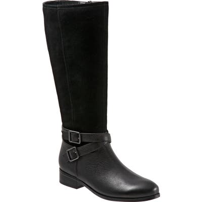 Trotters Larkin Knee High Boot, Regular Calf W - Black