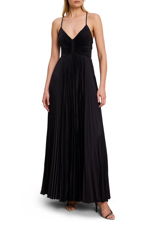 A.L.C. A. L.C. Aries Pleated Cutout Maxi Dress in Black