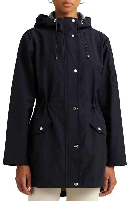 Shop Lauren Ralph Lauren Bonded Cotton Jacket In Dark Navy