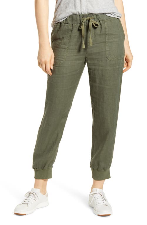 Caslon(R) Linen Joggers in Green Beetle