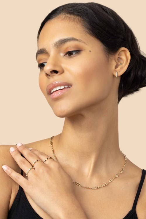 Oradina 14k Gold Twin Row Diamond Mini Hoops In Yellow Gold - Diamonds