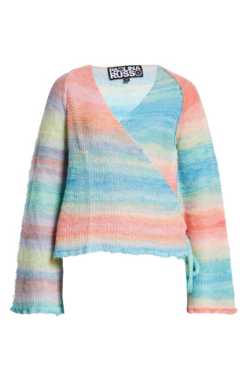 Shop Paolina Russo Candy Mohair & Alpaca Blend Wrap Cardigan In Candy Rainbow