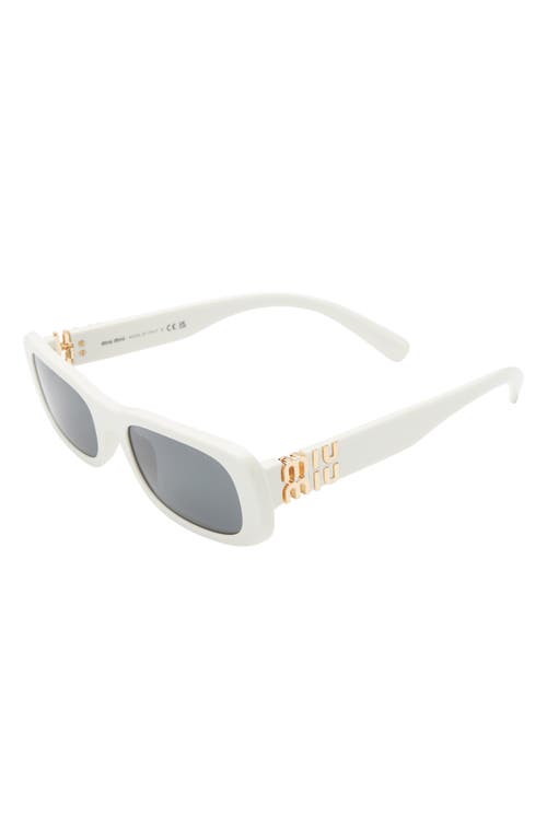 Shop Miu Miu 53mm Rectangular Sunglasses In Dark Grey