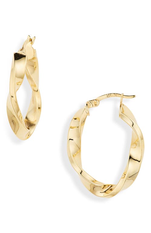 Argento Vivo Sterling Silver Oval Twist Hoop Earrings in Gold