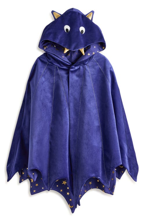 Mini Boden Kids' Bat Fancy Halloween Velour Hooded Cape In Starboard Bat