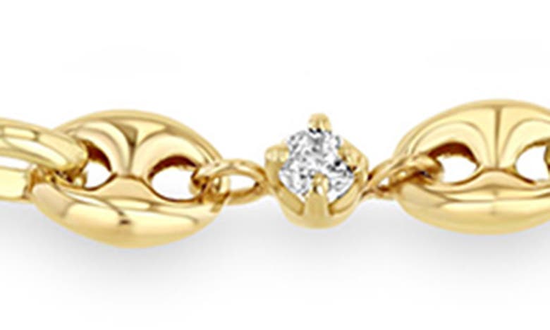 Zoë Chicco Diamond Station Puffed Mariner Chain In Yellow Gold