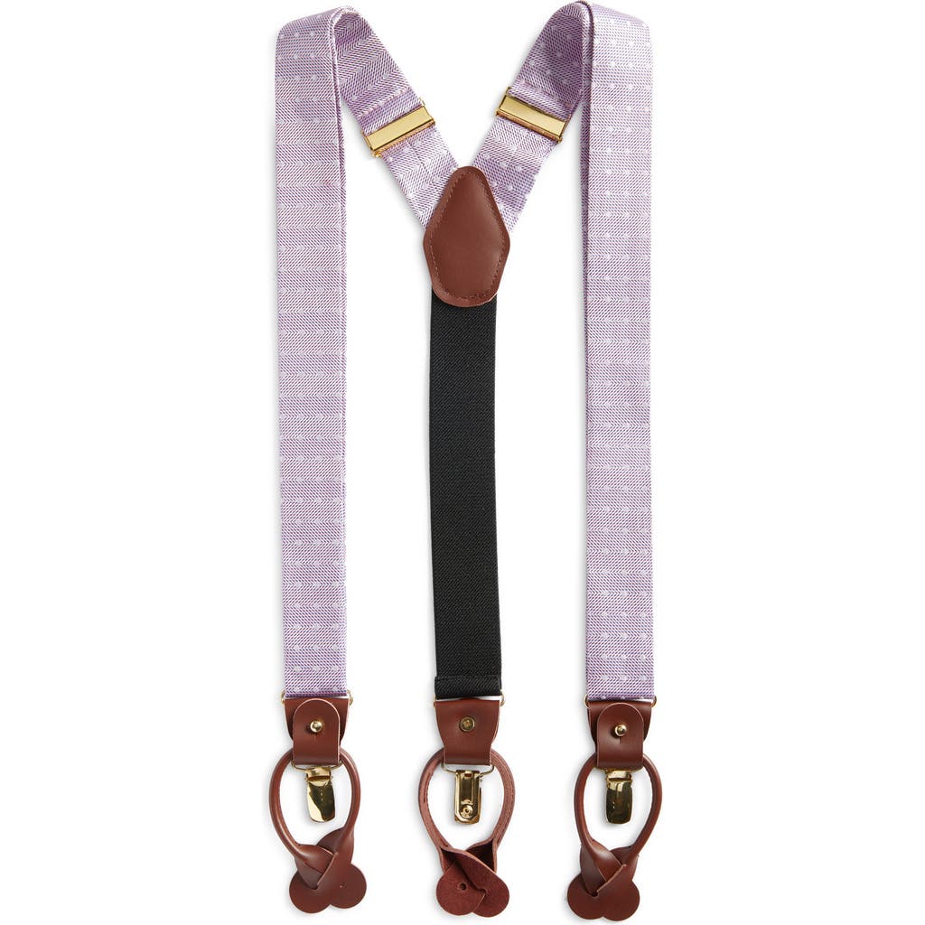 Clifton Wilson Lavender Polka Dot Silk Suspenders In Pink