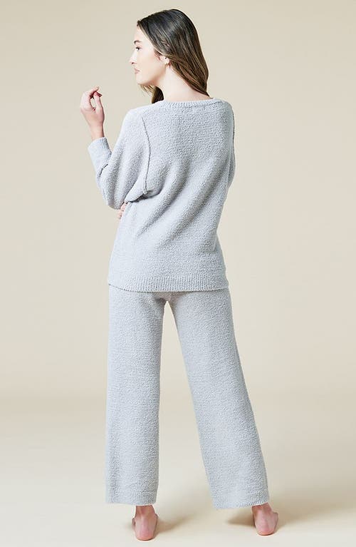 Softies Solid Marshmallow Reverse Seam Crew Neck Lounge Set With Bracelet Sleeve In Grey