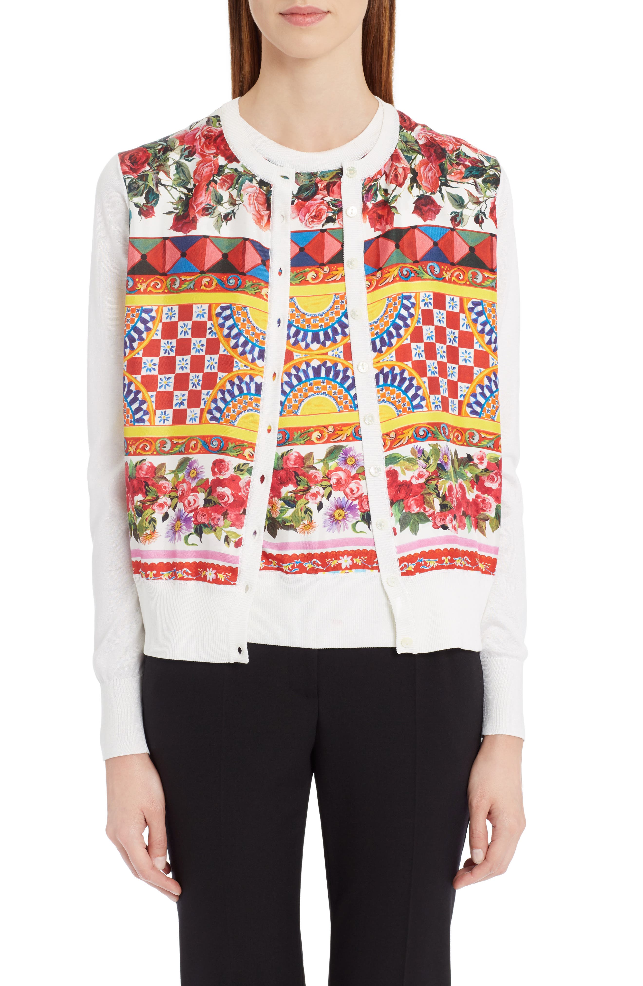 Dolce&Gabbana Print Silk Cardigan Nordstrom