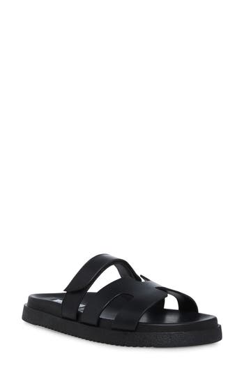 Steve Madden Missile Slides In Black Leather