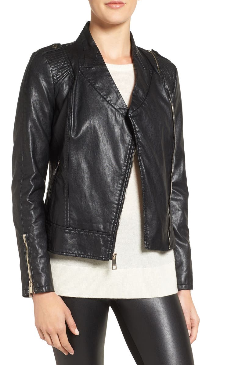 GUESS Faux Leather Moto Jacket (Regular & Petite) | Nordstrom