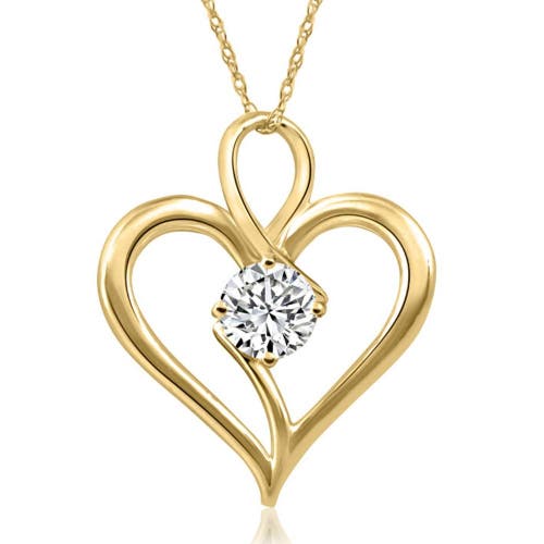 Bliss Diamond 3/4ct Lab Grown Diamond Solitaire Heart Necklace In 10k Yellow Gold