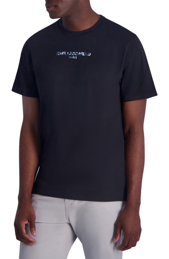 Shop Karl Lagerfeld Paris Raised Camo Logo Graphic T-shirt In Black