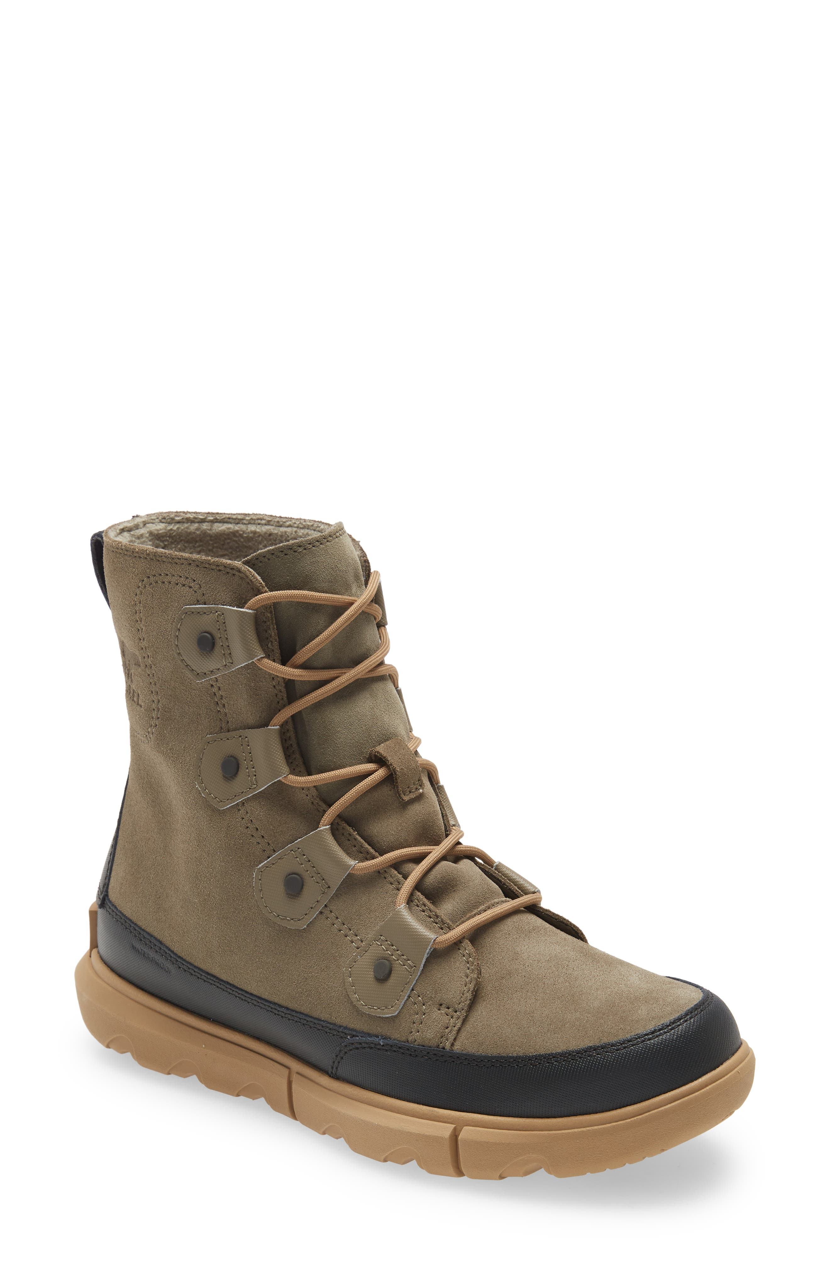 SOREL Explorer(TM) Waterproof Lace-Up Boot in Beige/Brown at Nordstrom, Size 10