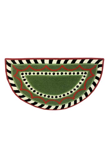 R16 Home Harper Half Circle Doormat In Green Red White