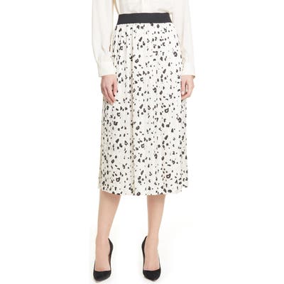 Helene Berman Print Pleated Skirt, Black