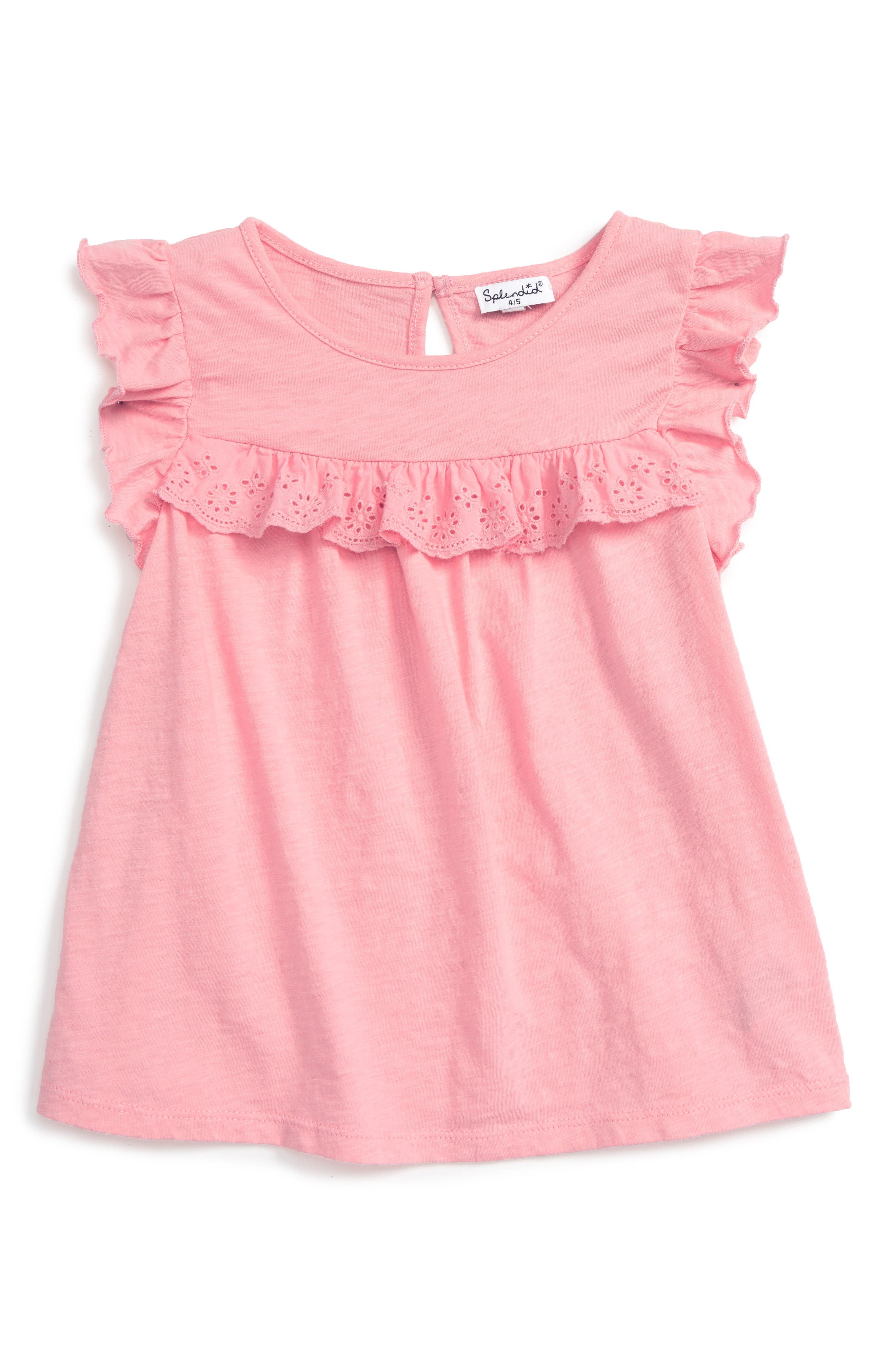 Splendid Eyelet Ruffle Tee (Toddler Girls & Little Girls) Nordstrom